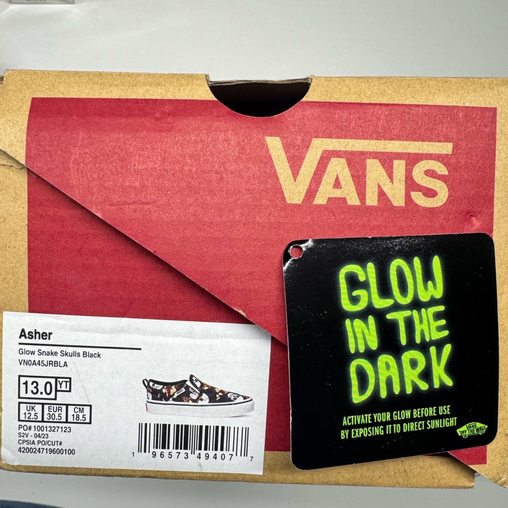 Kids Vans Glow Snake Skulls Black Sneakers